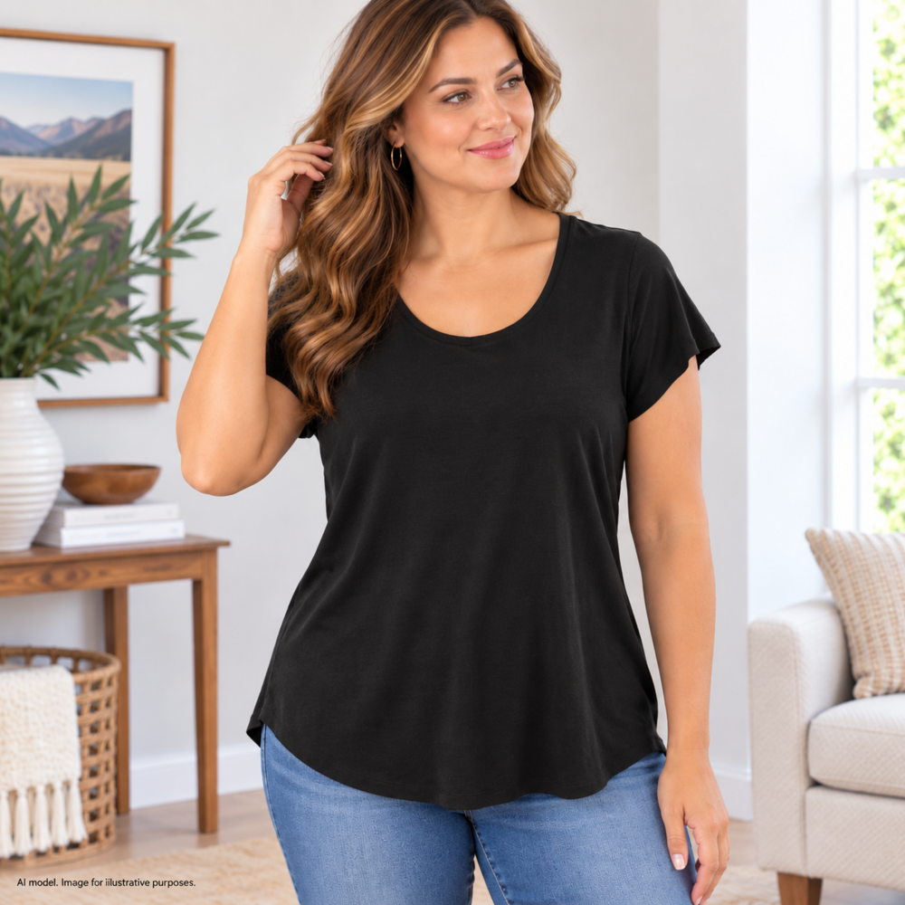 Vince Shirt Womens Medium Black Raw Edge Scoop Neck Minimalist Basic Layer Tee